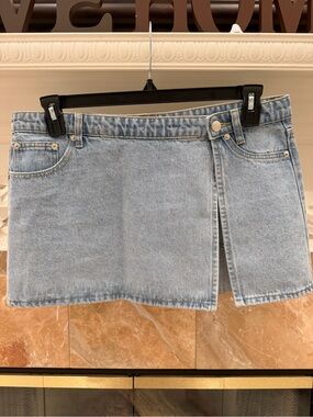 EDIKTED | Wrap Denim Mini Skirt